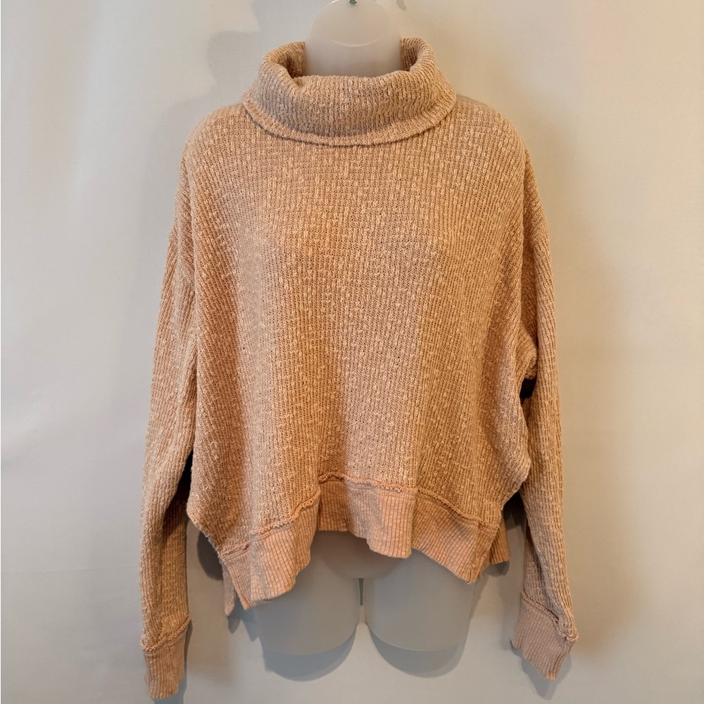 Free People Turtleneck Pullover Sweater in Light Pink